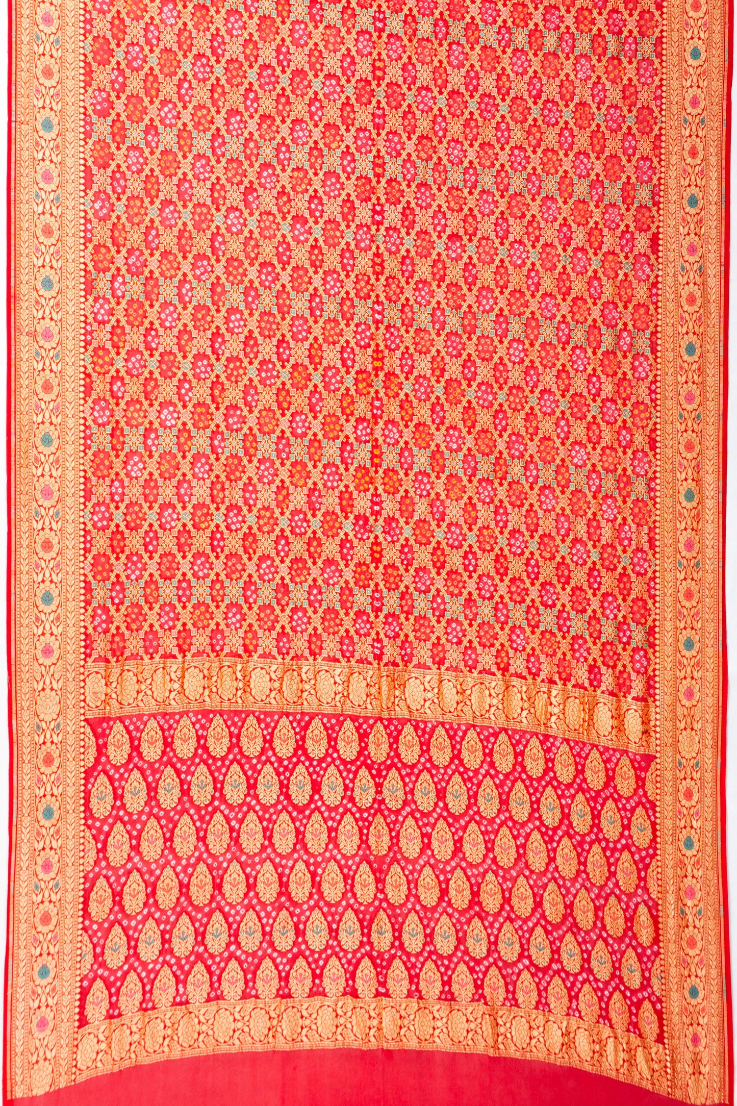 Banarasi Georgette Bandhani Brocade Red Saree