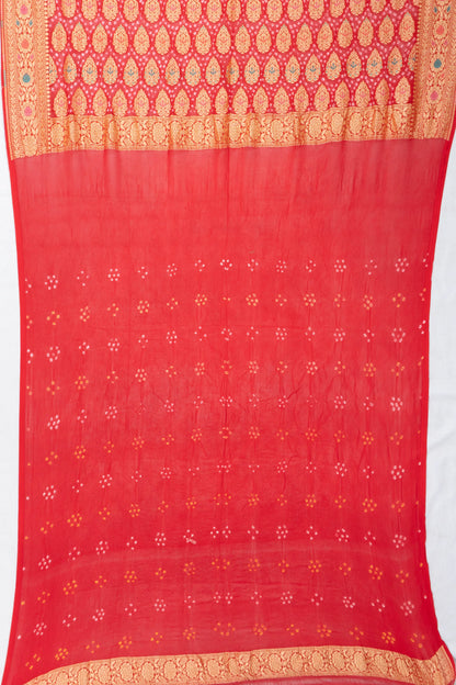 Banarasi Georgette Bandhani Brocade Red Saree