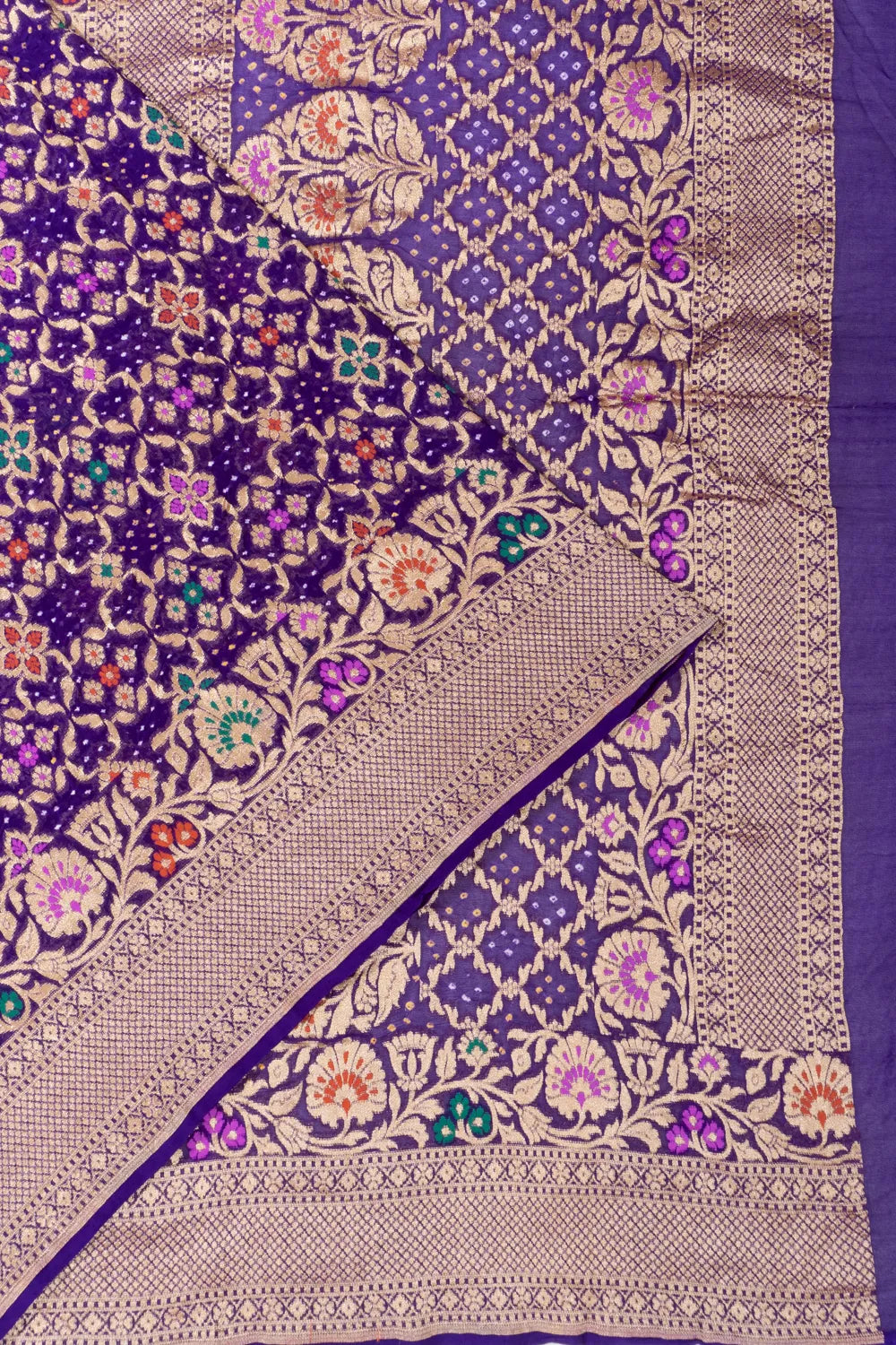 Banarasi Georgette Bandhani Brocade Violet Saree