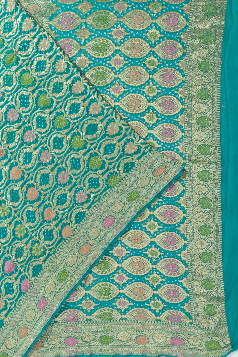 Banarasi Georgette Bandhani Teal Blue Saree