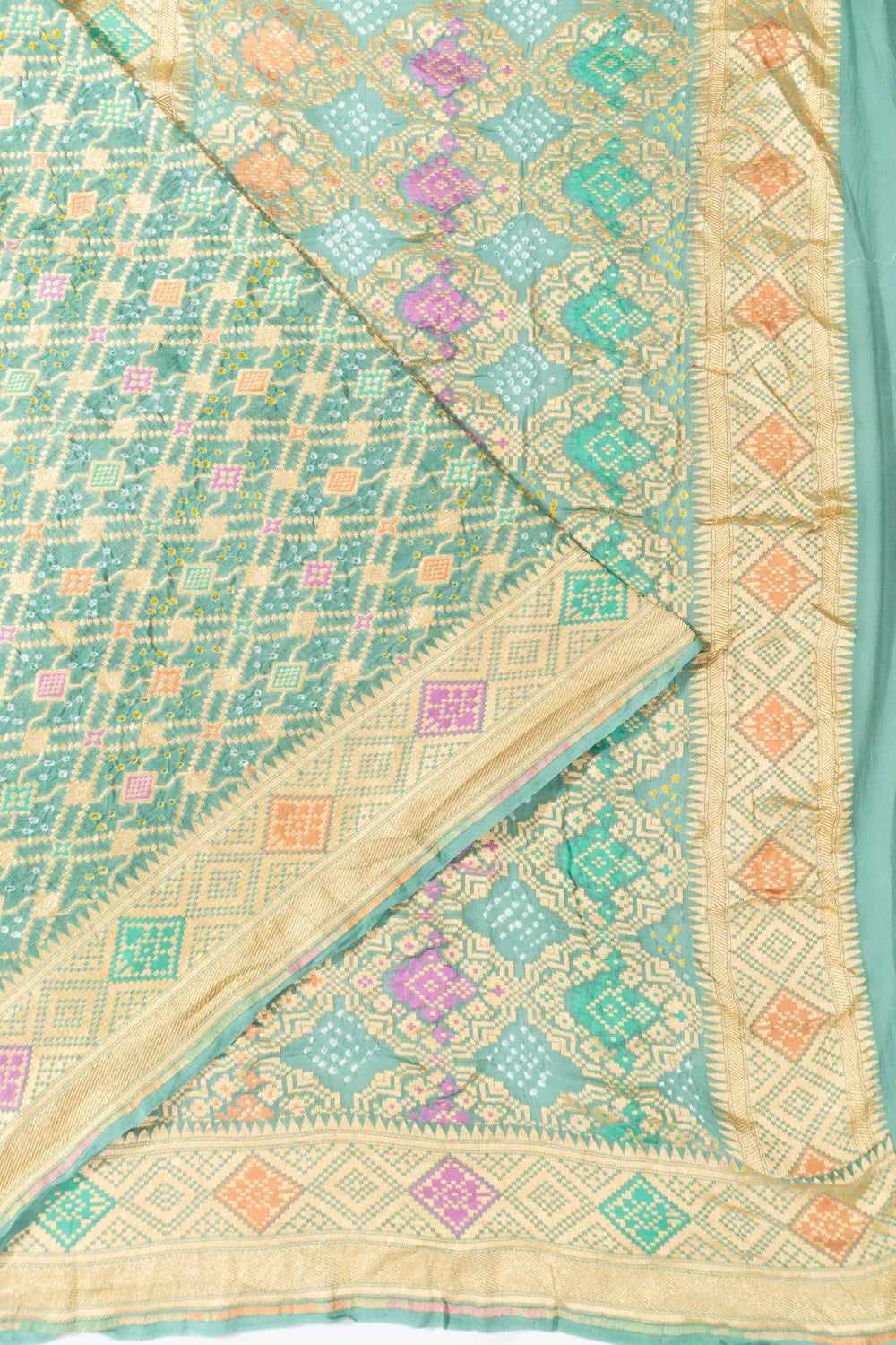 Banarasi Georgette Bandhani Pastel Green Saree
