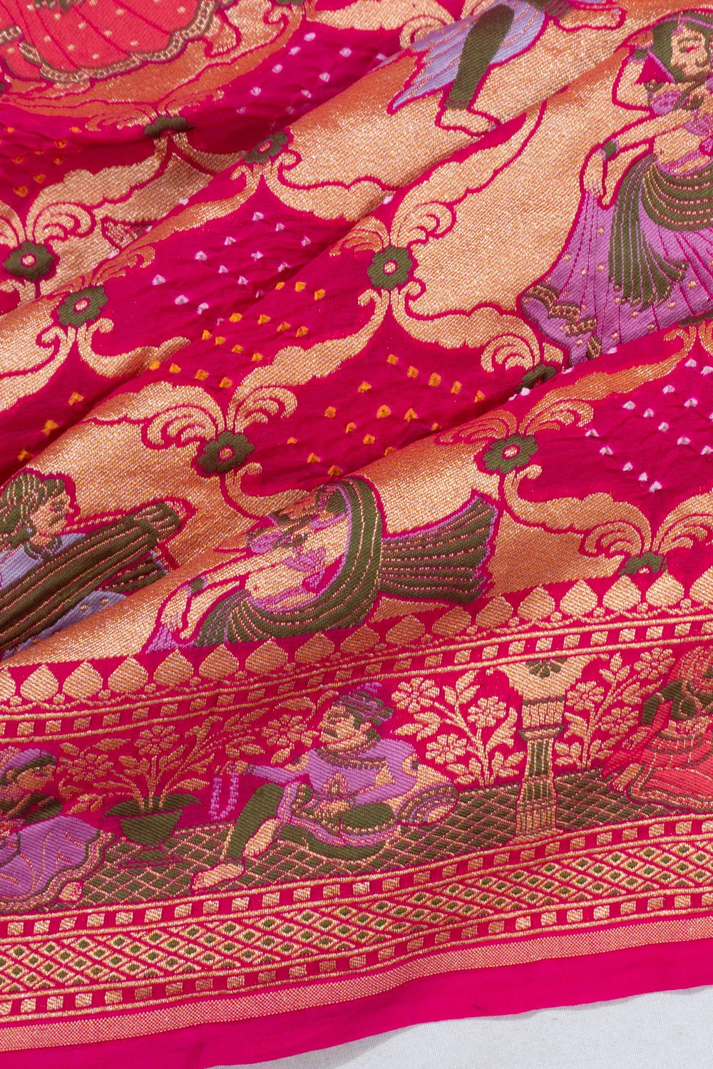 Banarasi Georgette Bandhani Pink Saree