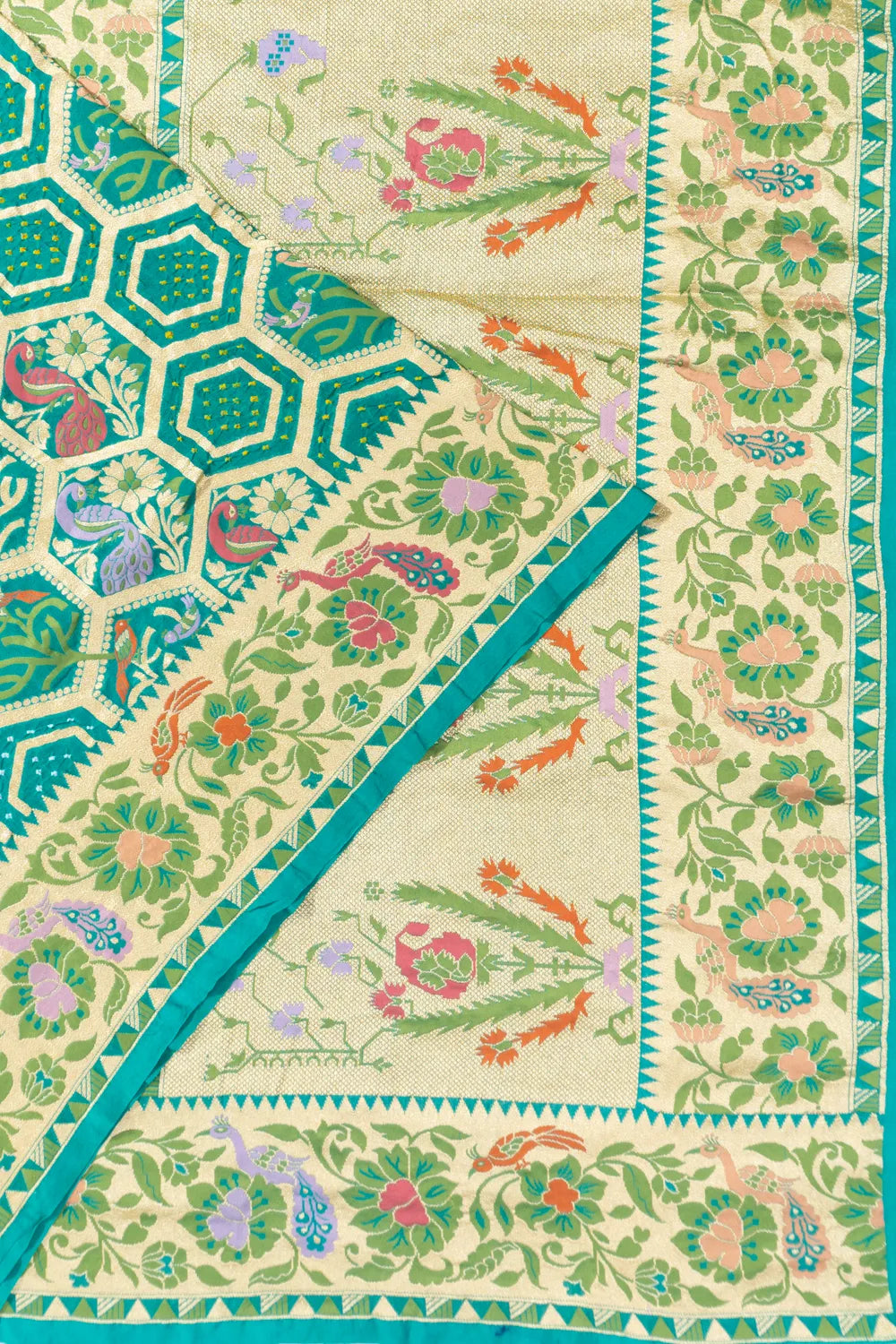 Banarasi Georgette Bandhani Green Saree