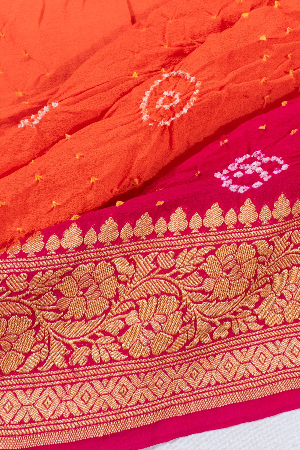 Banarasi Georgette Bandhani Orange Saree