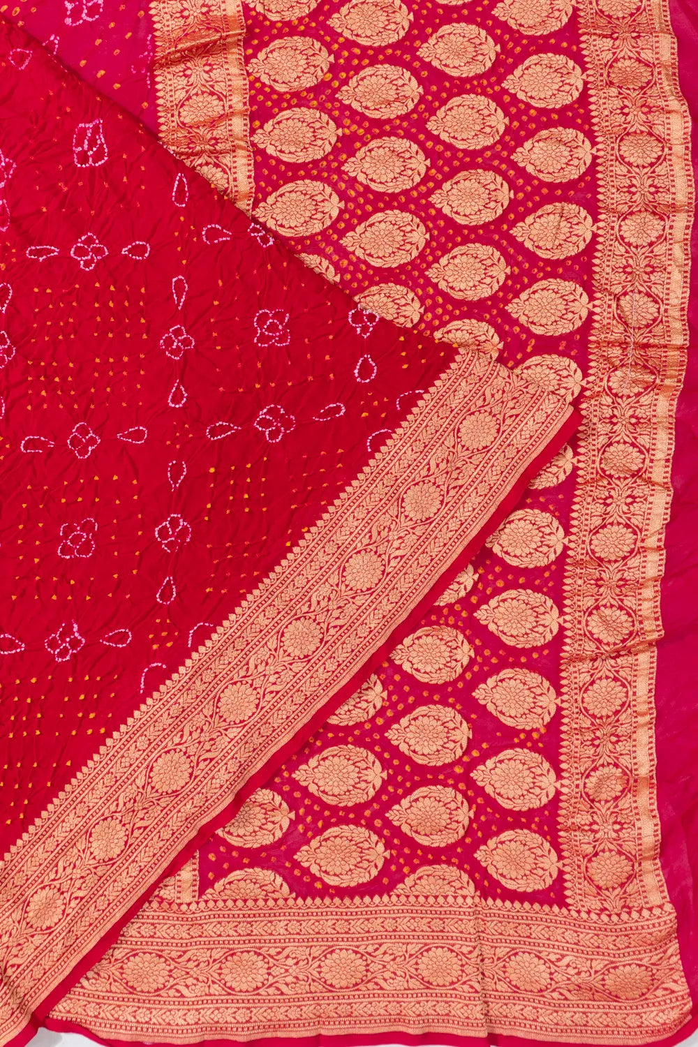 Banarasi Georgette Bandhani Rani Pink Saree