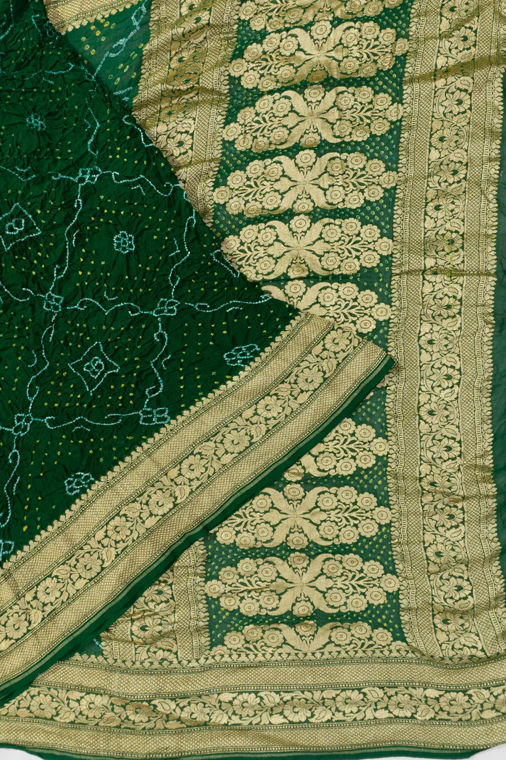 Banarasi Georgette Bandhani Green Saree