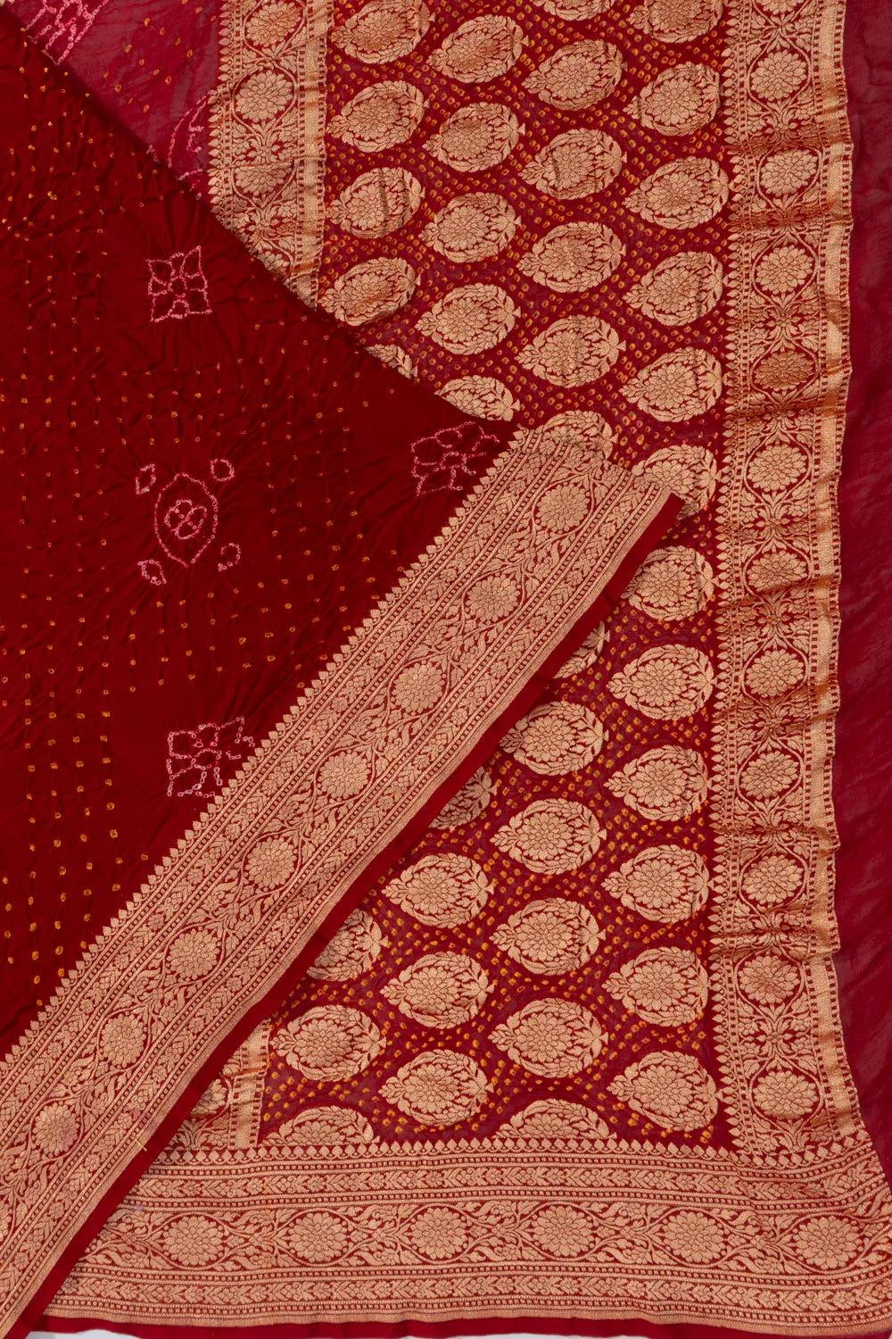 Banarasi Georgette Bandhani Red Saree