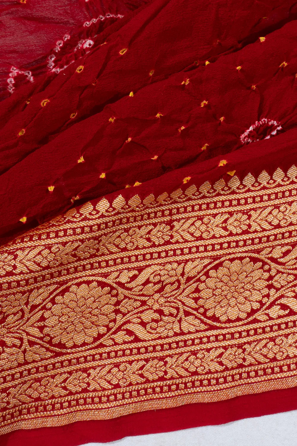 Banarasi Georgette Bandhani Red Saree