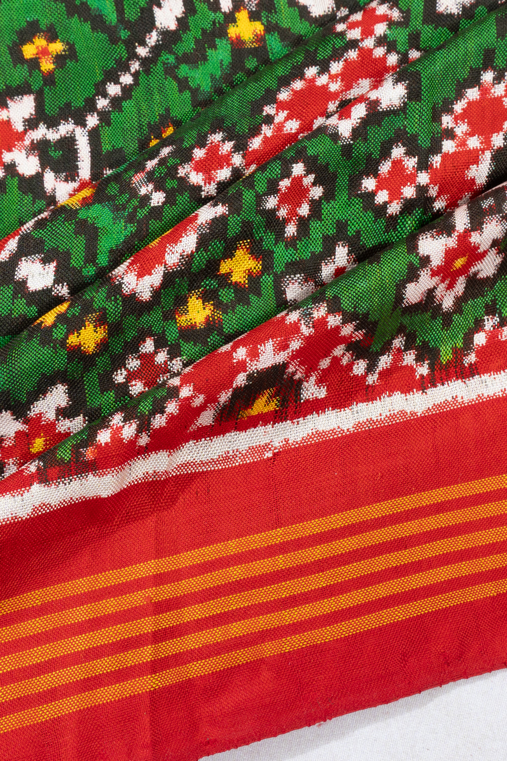 Patan Patola Silk Double Ikat Green Saree