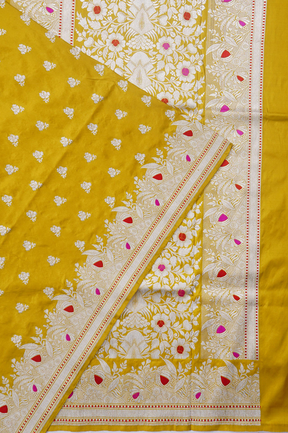 Banarasi Silk Butta Yellow Saree