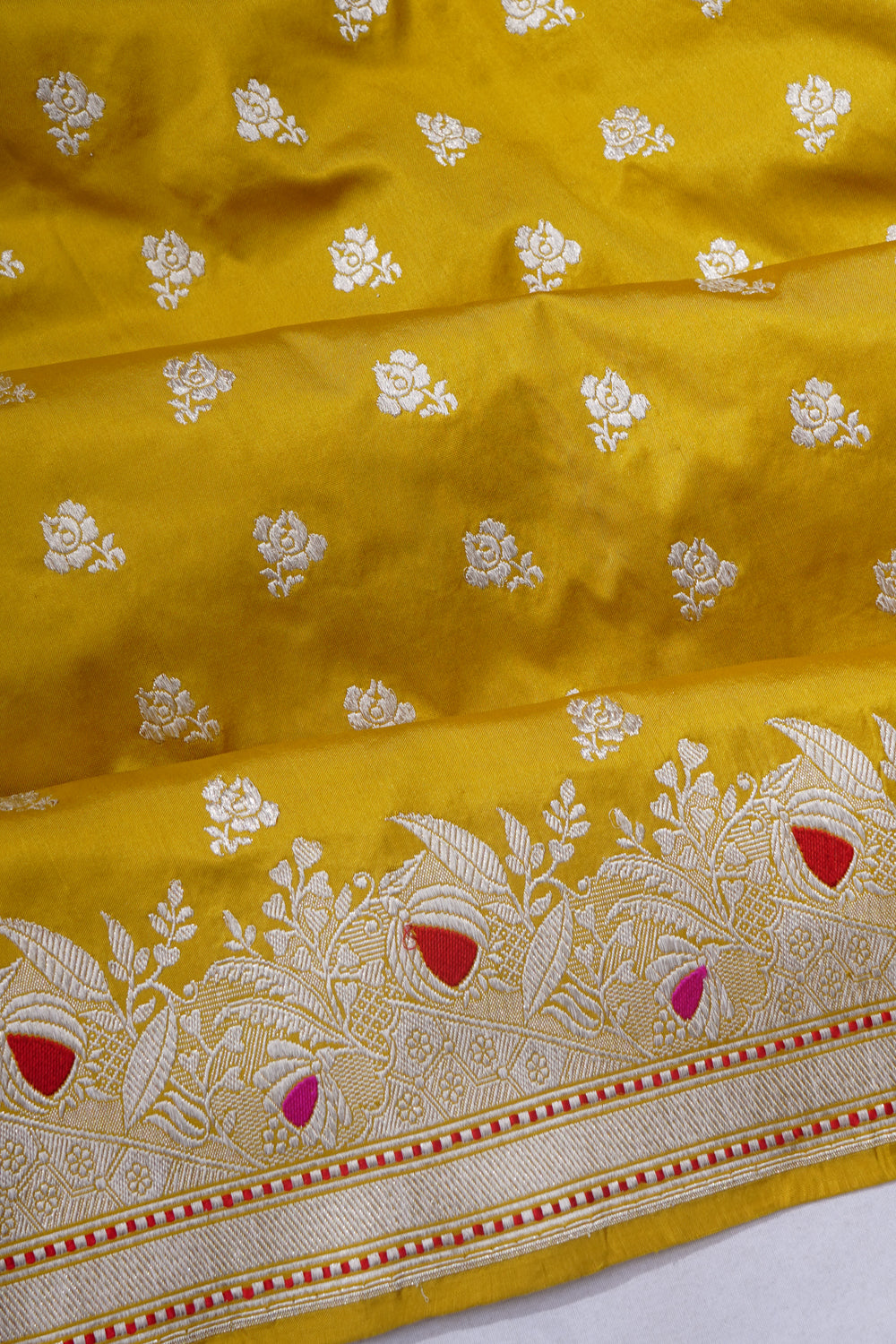 Banarasi Silk Butta Yellow Saree