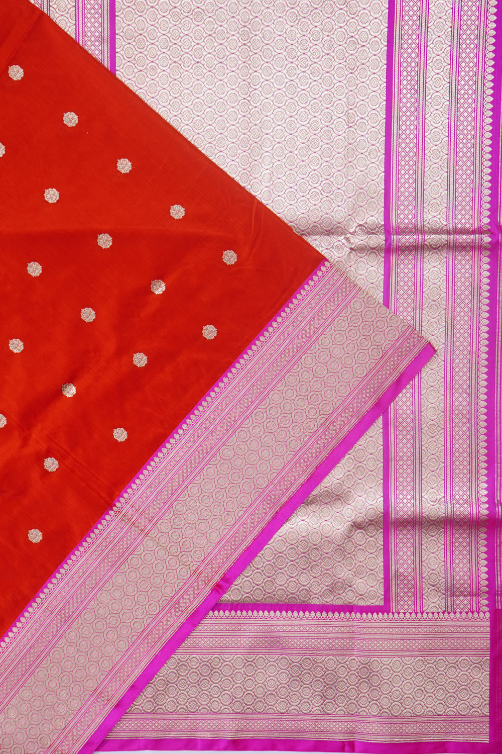 Banarasi Silk Butta Orange Saree