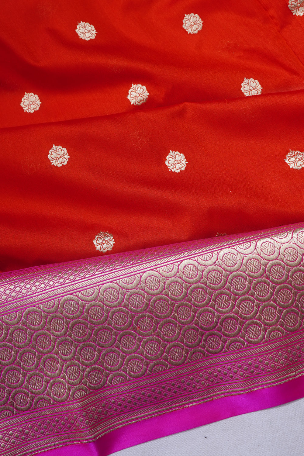 Banarasi Silk Butta Orange Saree