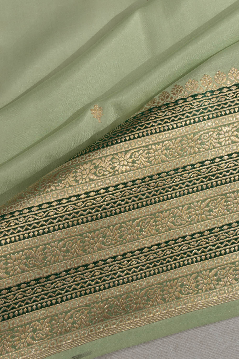 Banarasi Satin Butta Pastel Green Saree