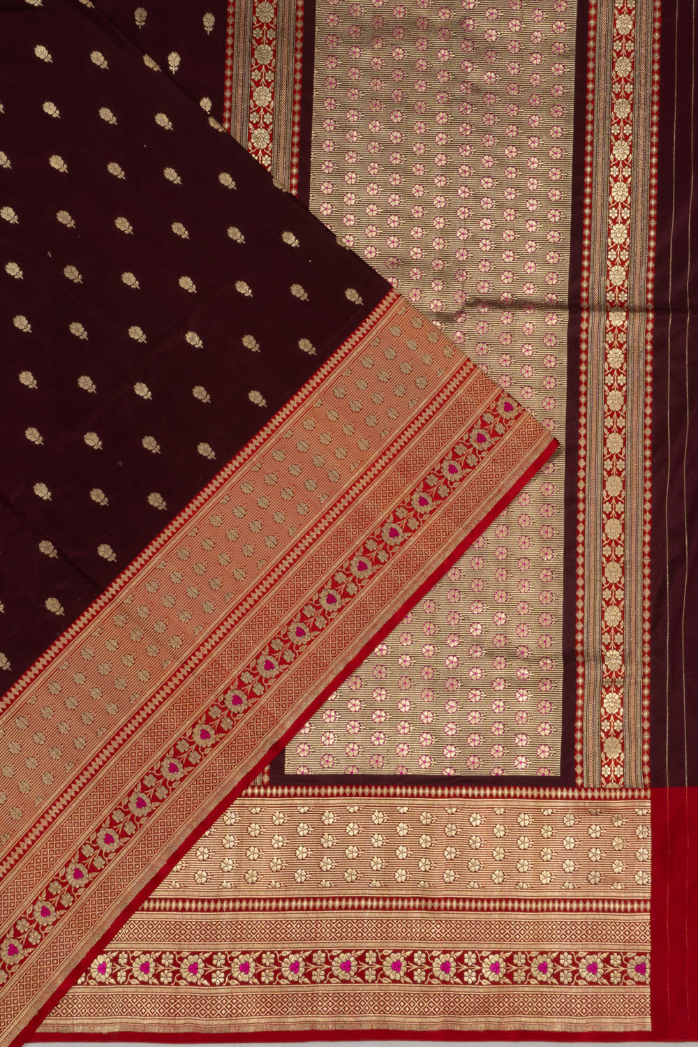 Banarasi Satin Butta Purple Saree