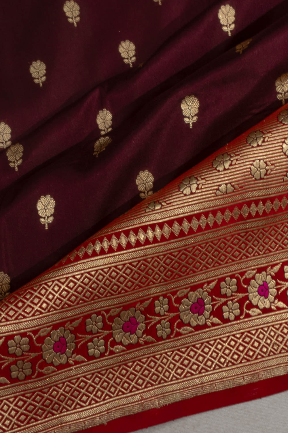 Banarasi Satin Butta Purple Saree
