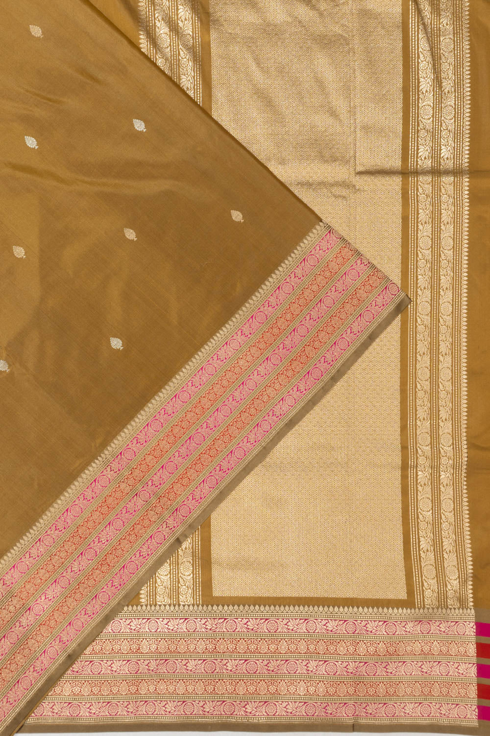Banarasi Satin Butta Mehendi Green Saree