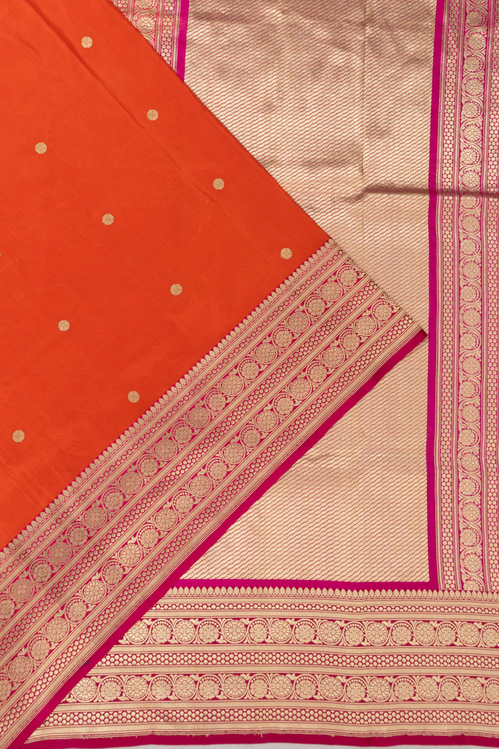 Banarasi Satin Butta Orange Saree