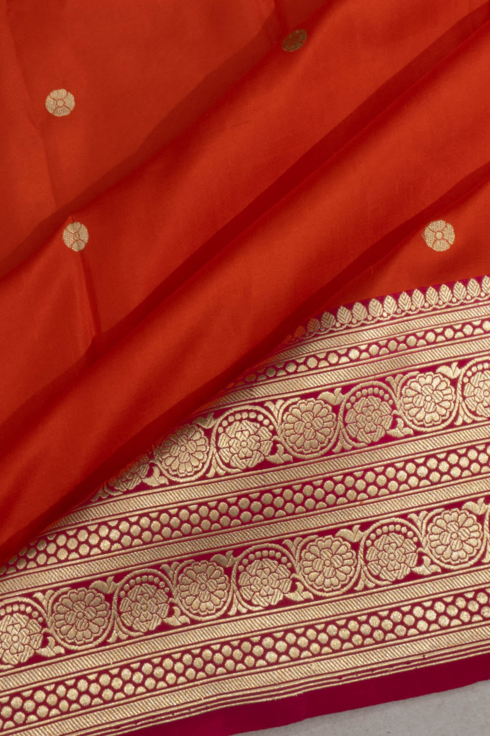 Banarasi Satin Butta Orange Saree