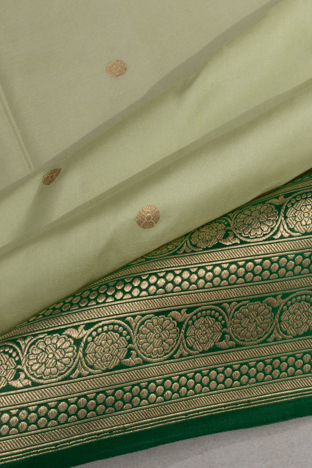 Banarasi Satin Butta Pastel Green Saree
