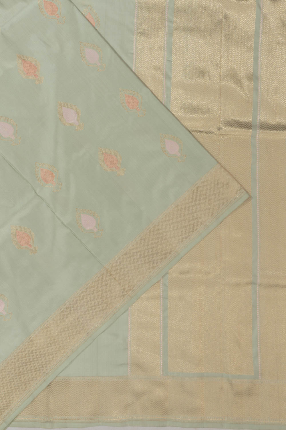 Banarasi Satin Butta Pastel Green Saree