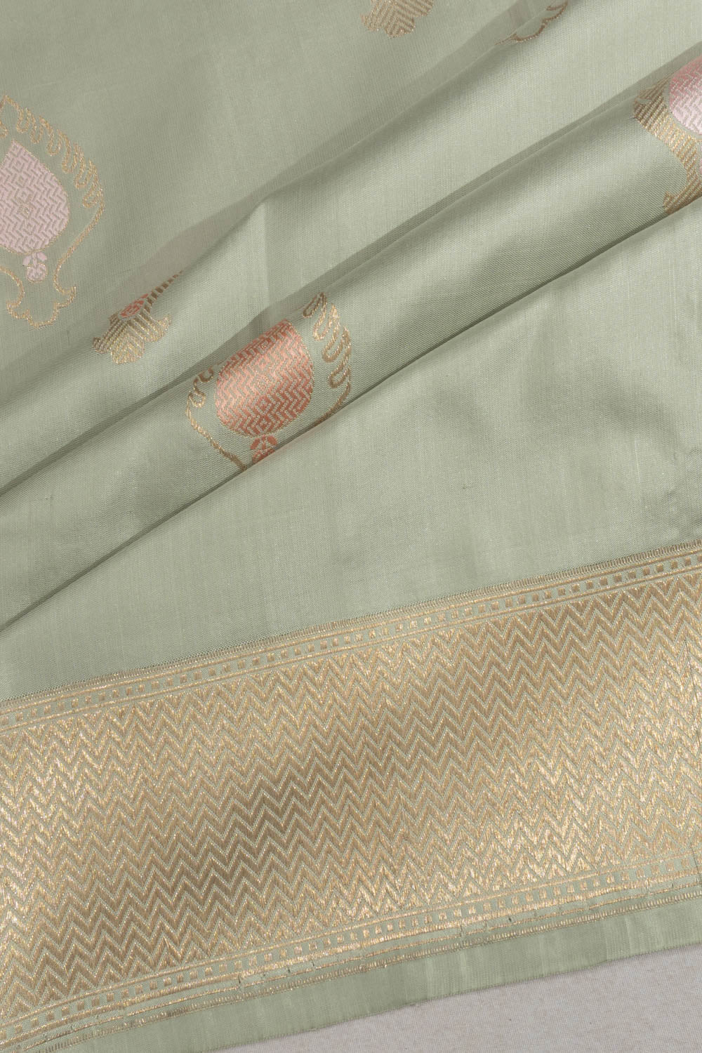 Banarasi Satin Butta Pastel Green Saree