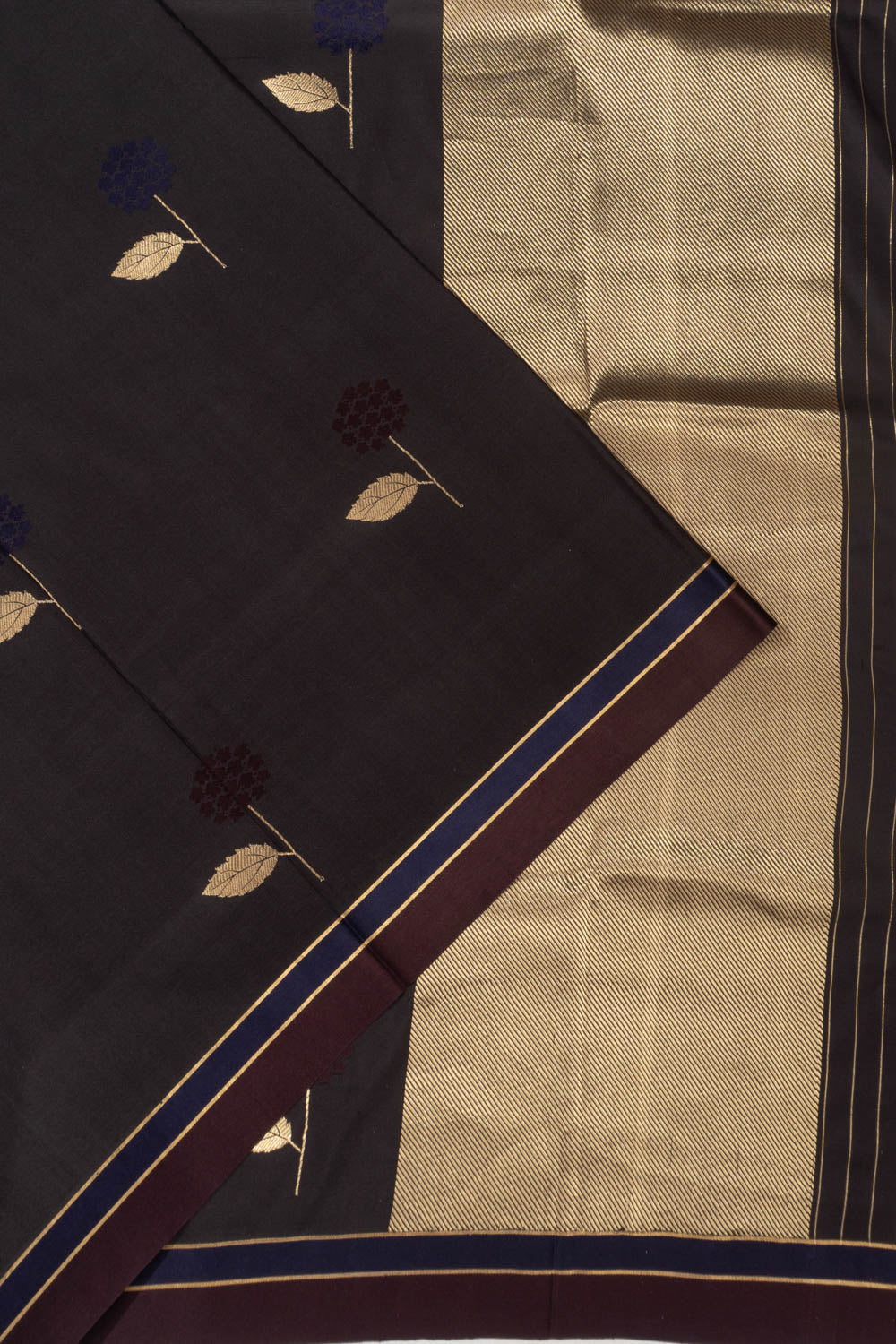 Banarasi Satin Butta Brown Saree