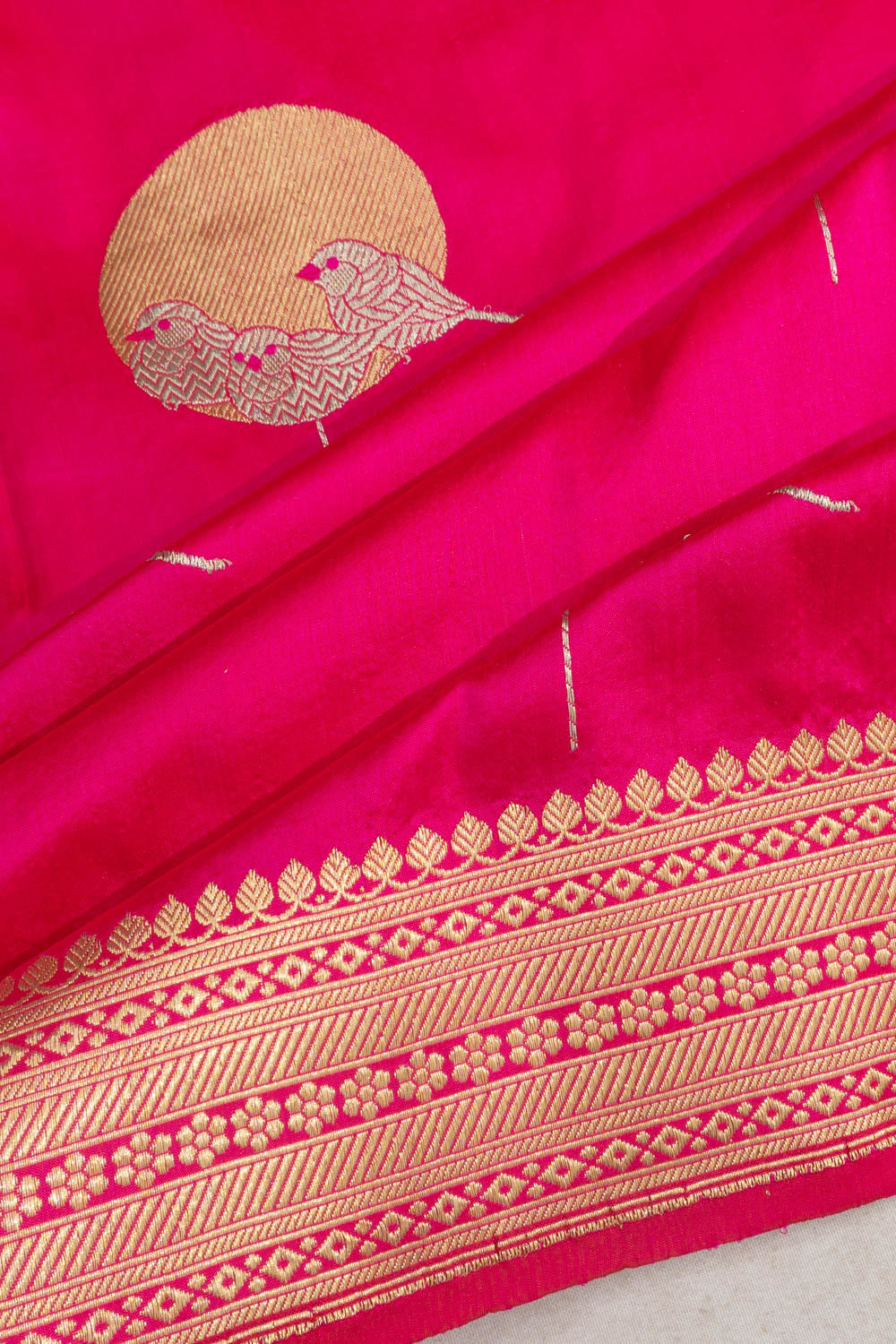 Banarasi Satin Butta Rani Pink Saree