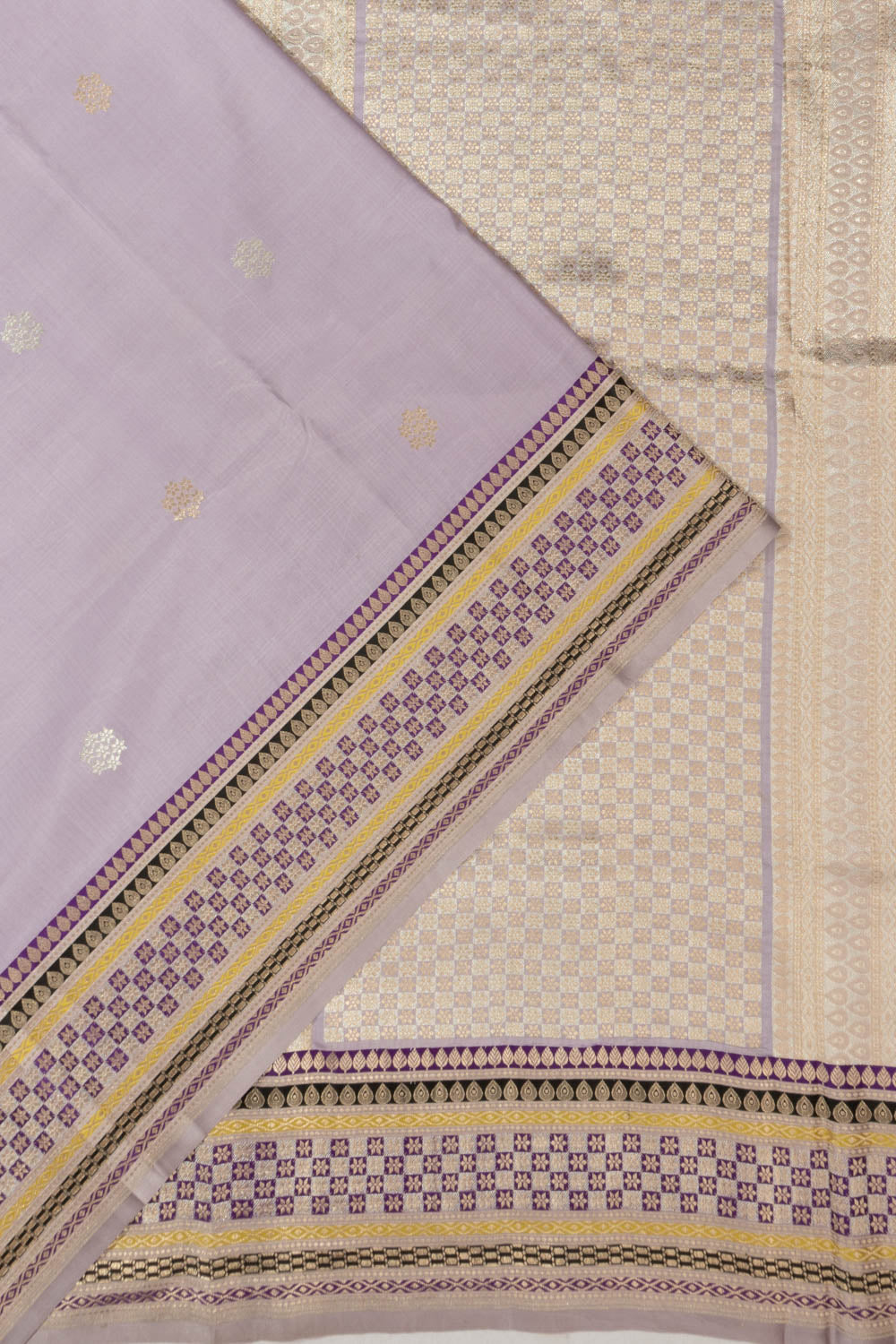 Banarasi Satin Butta Lavender Saree