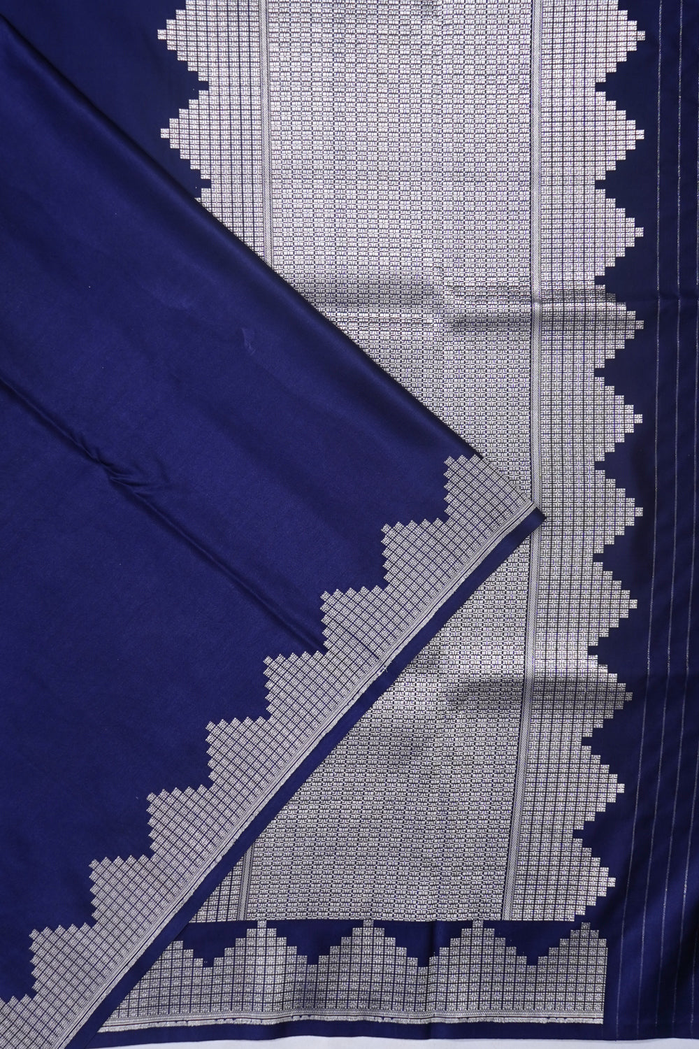 Banarasi Satin Plain Dark Blue Saree
