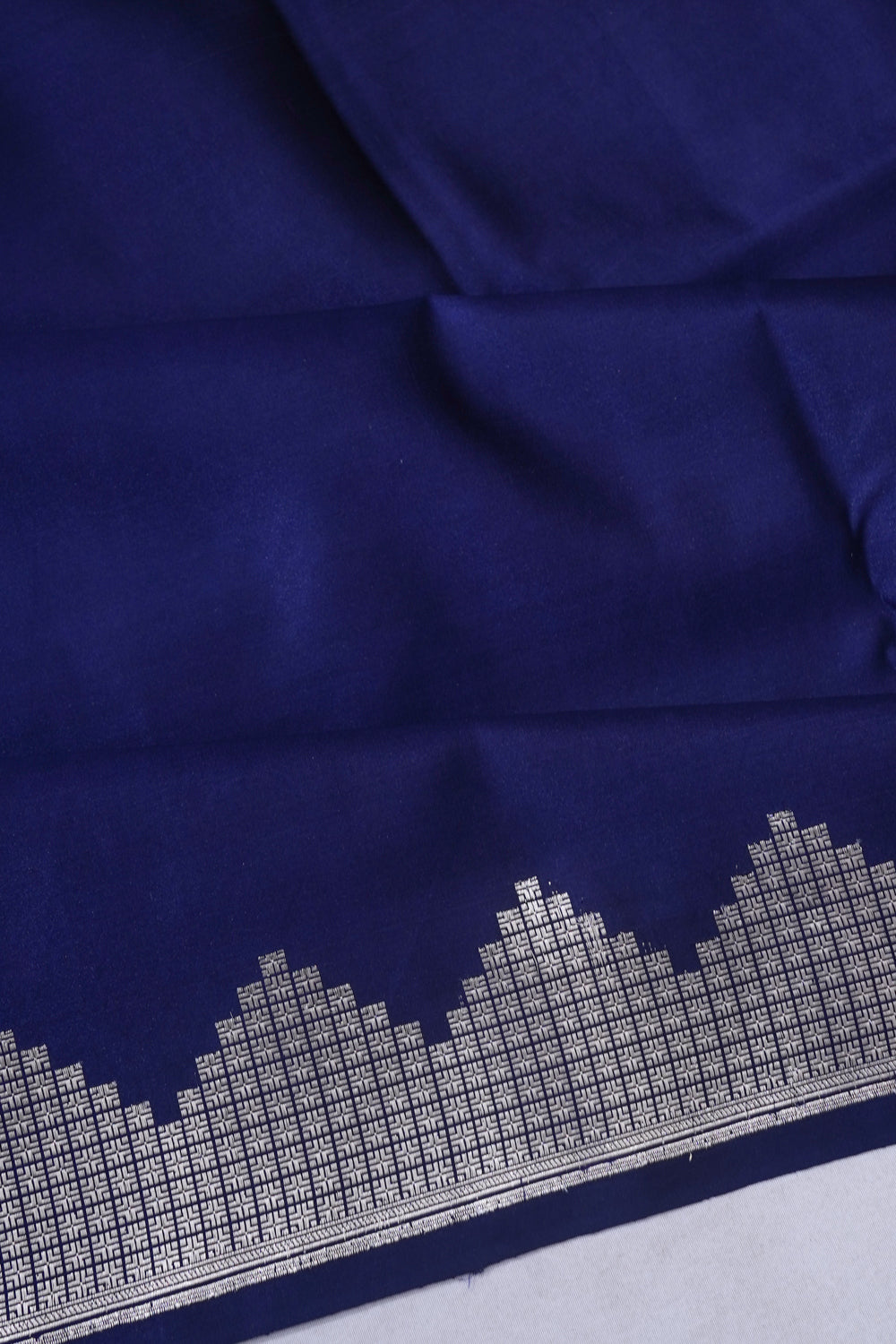 Banarasi Satin Plain Dark Blue Saree