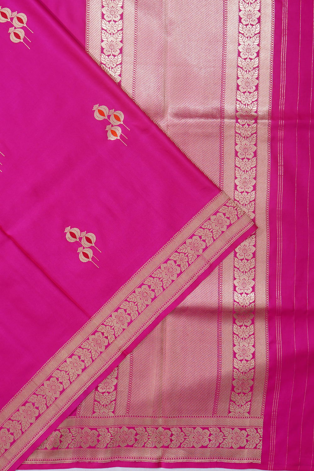 Banarasi Satin Butta Rani Pink Saree