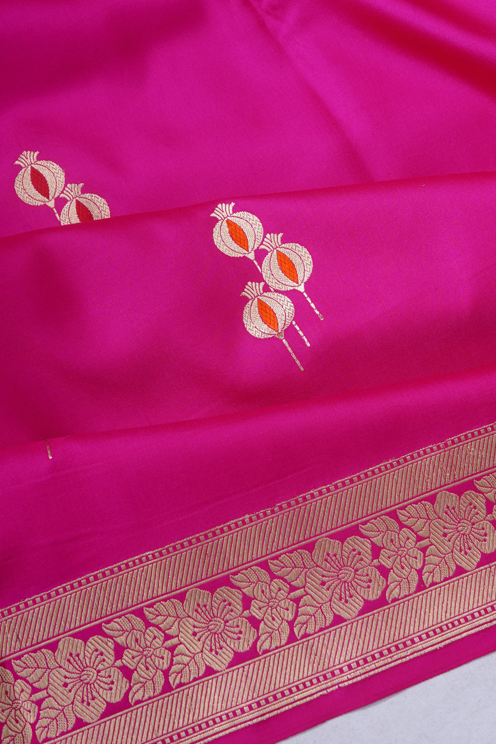 Banarasi Satin Butta Rani Pink Saree