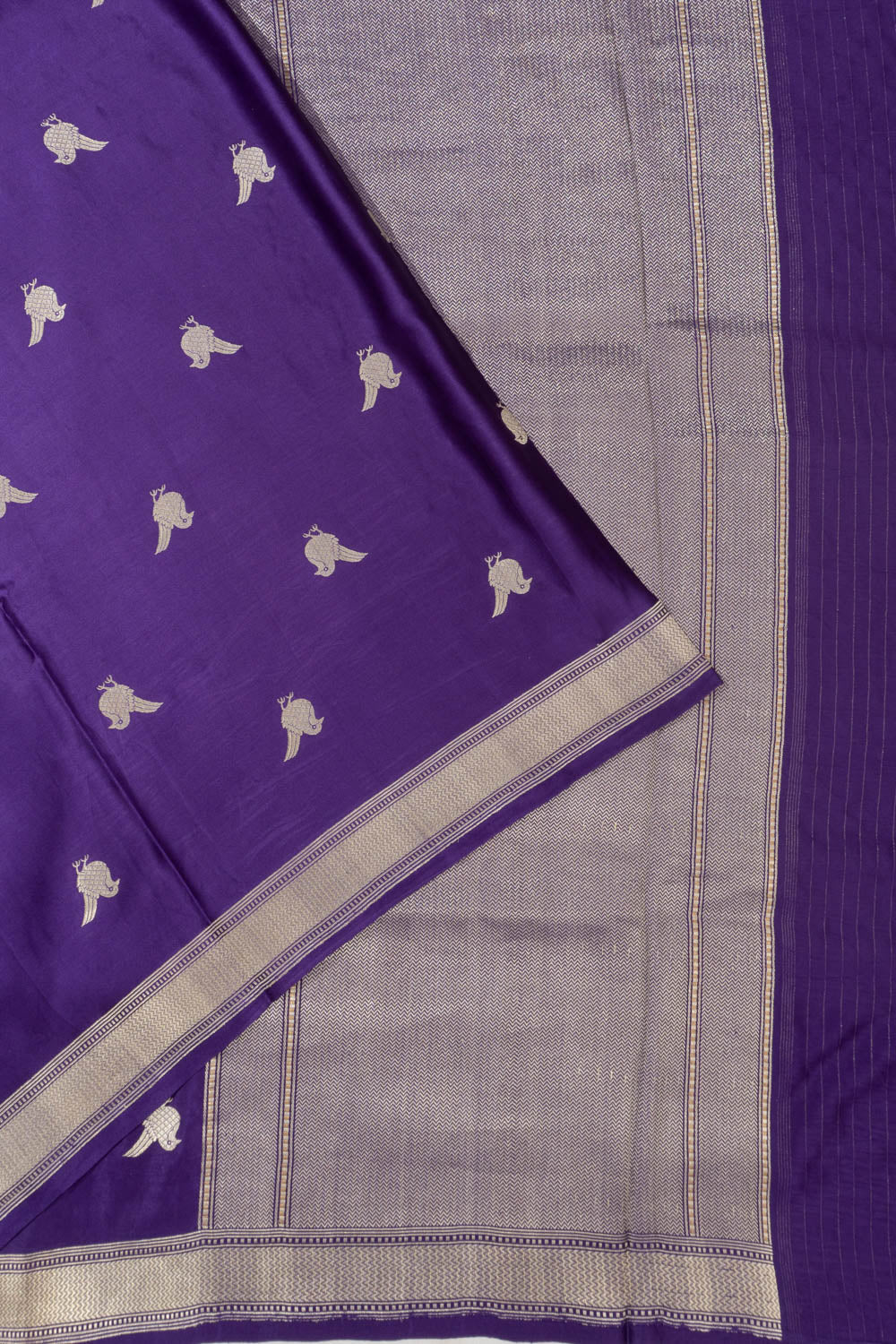 Banarasi Satin Butta Violet Saree