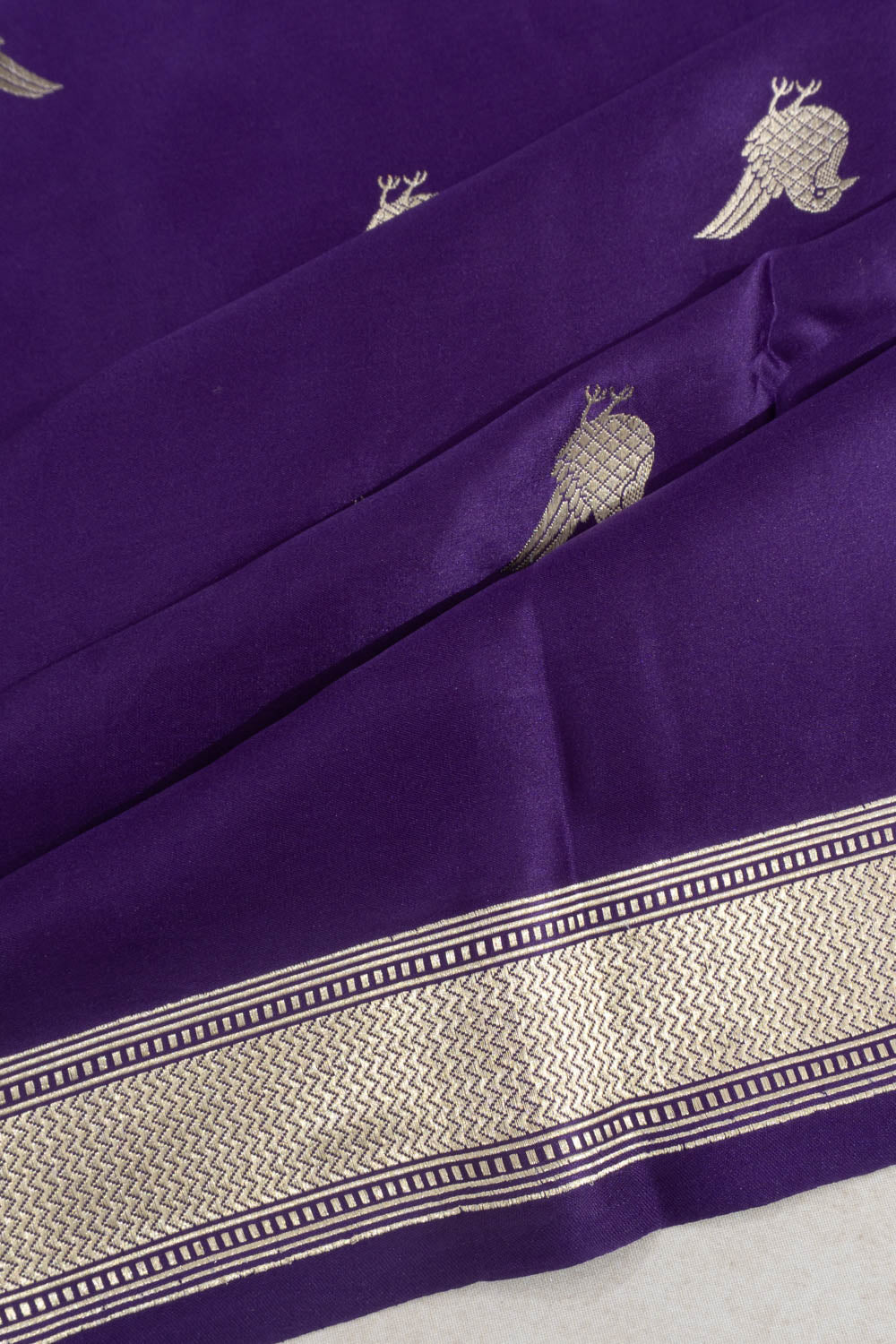 Banarasi Satin Butta Violet Saree