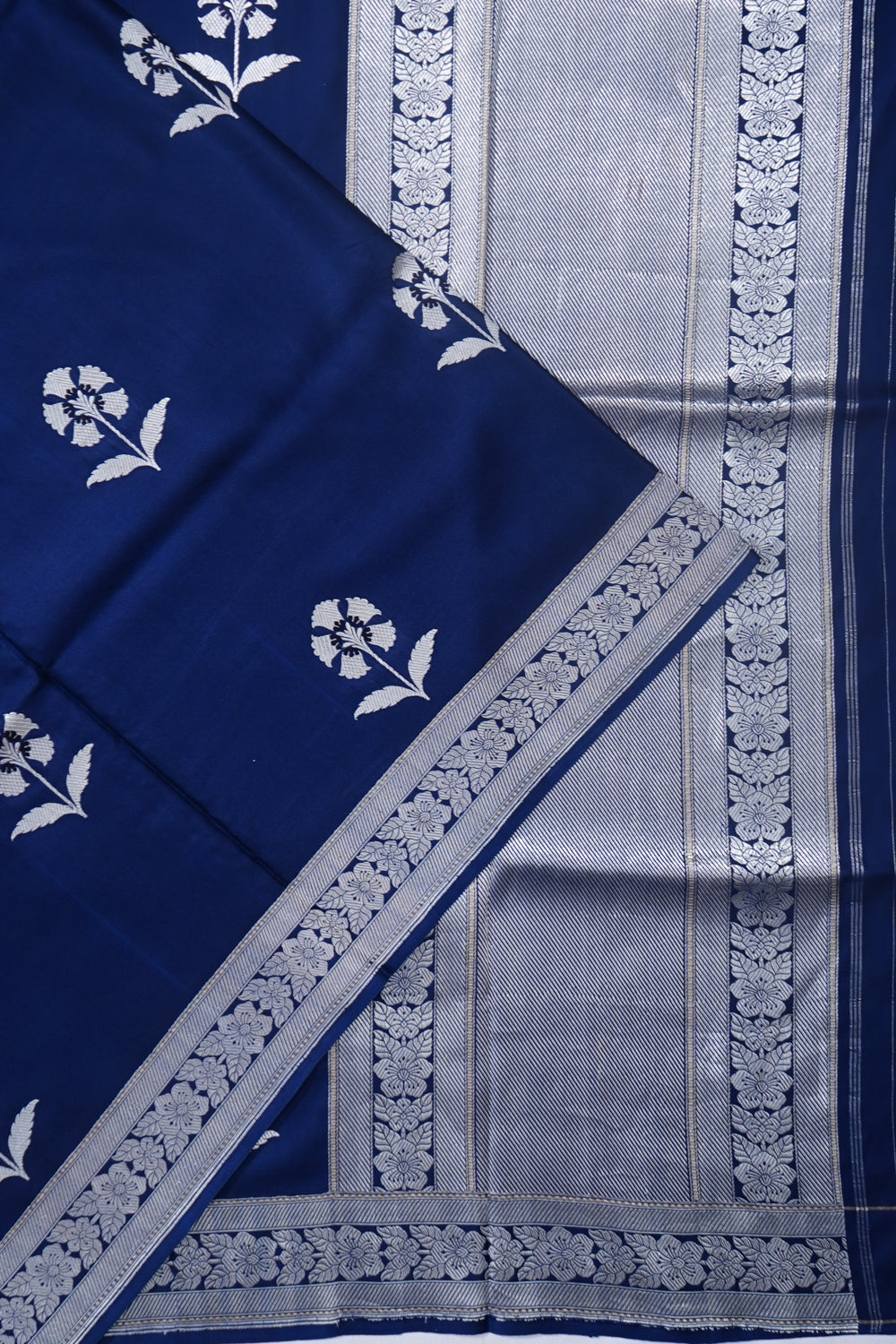 Banarasi Satin Butta Dark Blue Saree