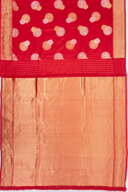 Banarasi Katan Silk Brocade Red Saree