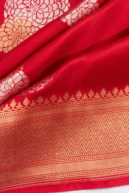 Banarasi Katan Silk Brocade Red Saree