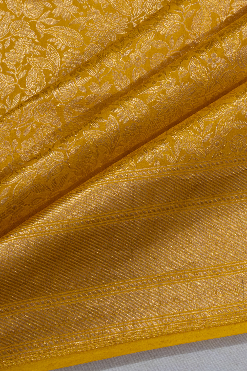 Banarasi Silk Brocade Yellow Saree