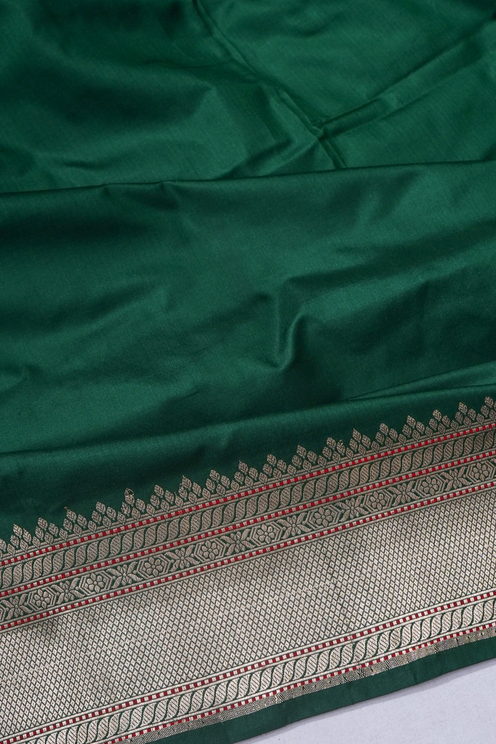 Banarasi Silk Plain Bottle Green Saree