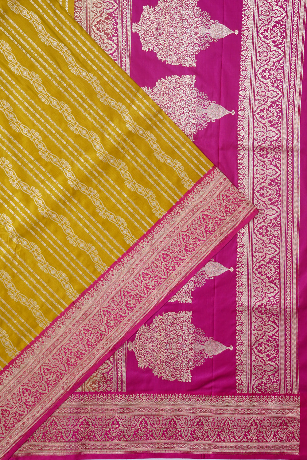 Banarasi Silk Brocade Yellow Saree