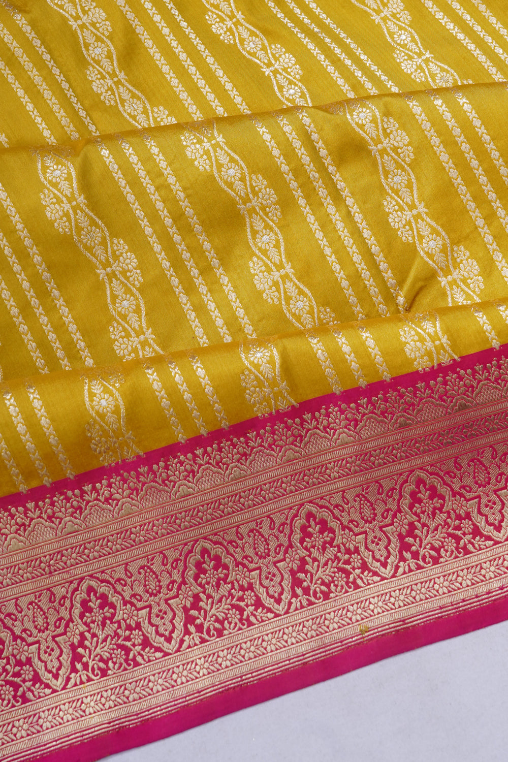 Banarasi Silk Brocade Yellow Saree