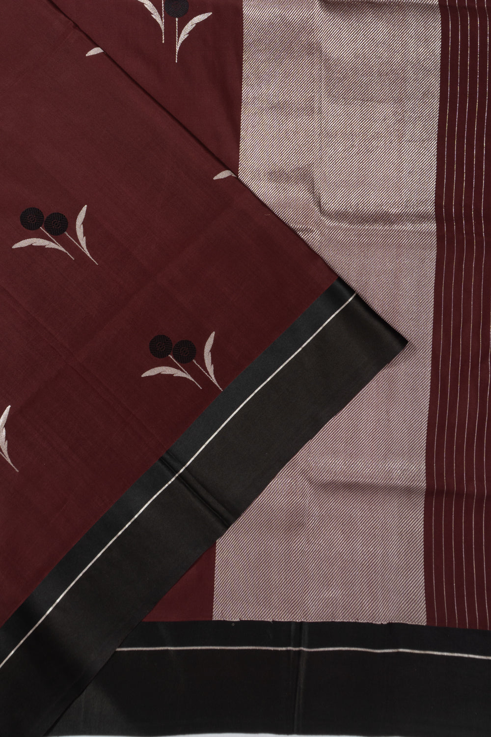 Banarasi Satin Butta Brown Saree