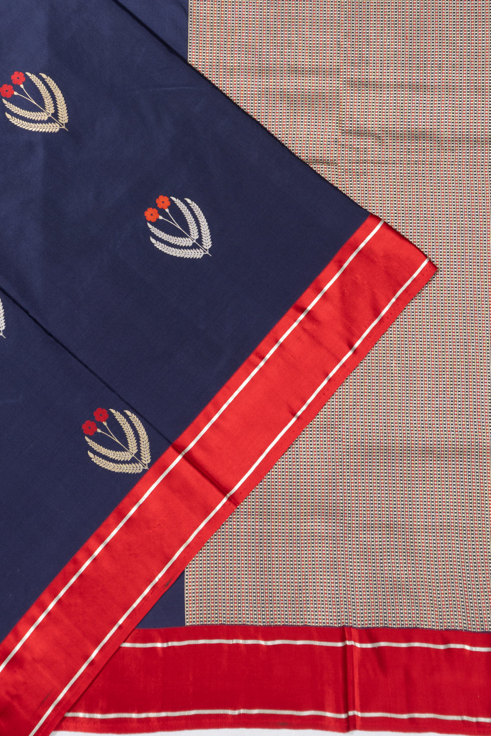 Banarasi Satin Butta Navy Blue Saree