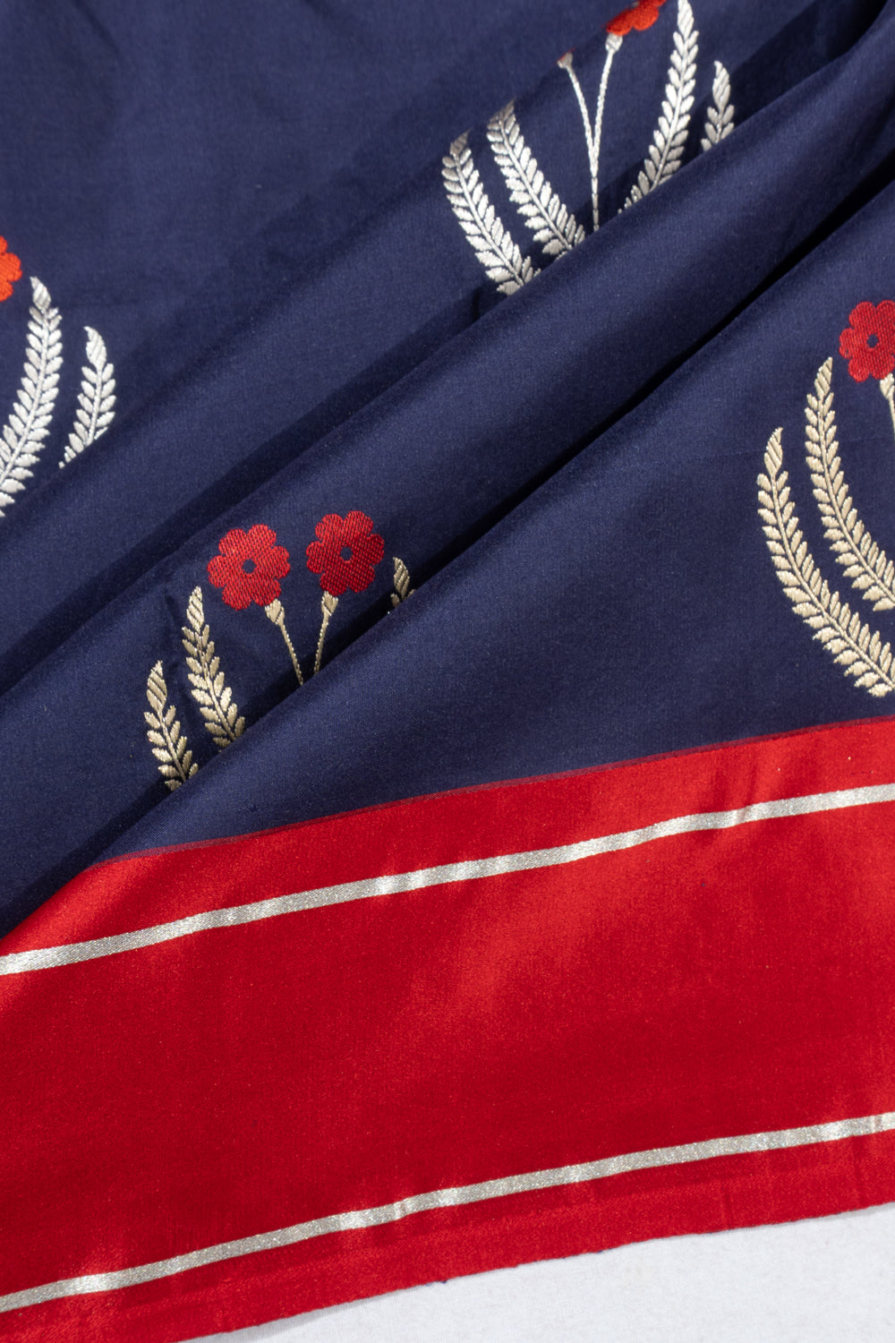 Banarasi Satin Butta Navy Blue Saree