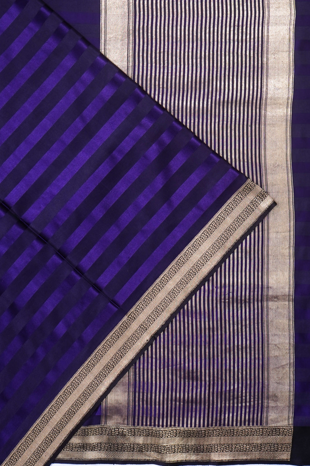 Banarasi Satin Lines Violet Saree