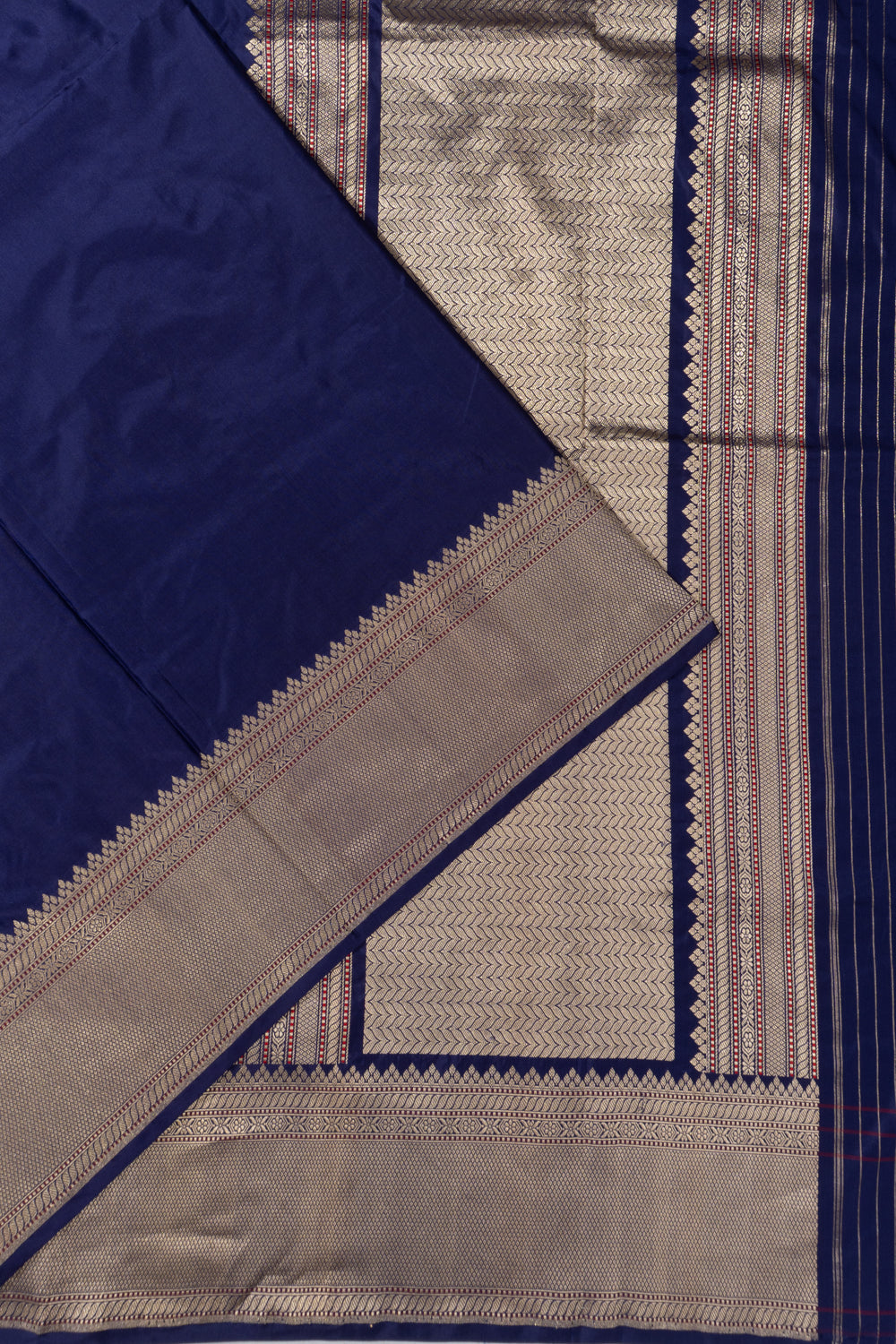 Banarasi Satin Plain Dark Blue Saree