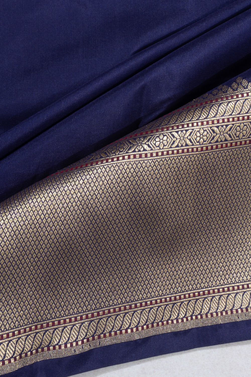 Banarasi Satin Plain Dark Blue Saree