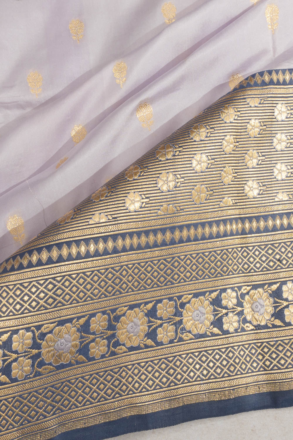 Banarasi Satin Butta Lavender Saree