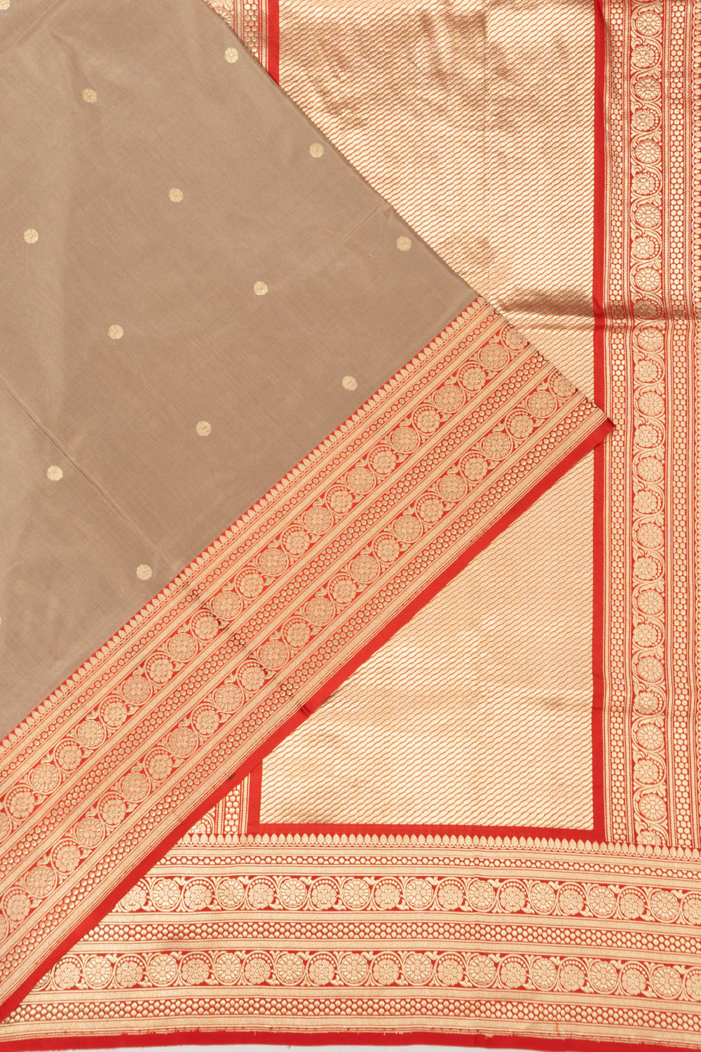 Banarasi Satin Butta Brown Saree